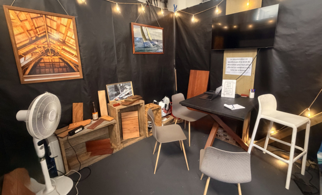 photos du stand, lieu de rencontre, charpente, ossature bois