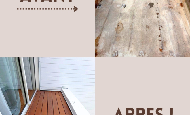 Différence avant/après petit balcon cosy en bois exotique